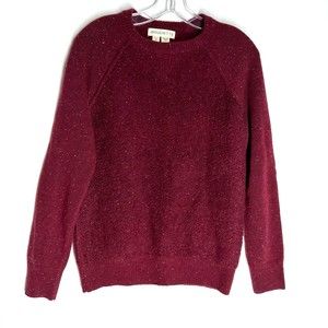 NWT MOUCHETTE Womens Pullover Sweater Red Maroon Shimmer Fuzzy Wool Blend Small